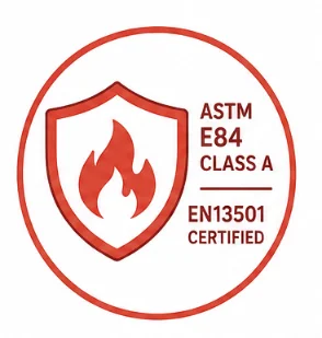 ASTM E84 Class A & EN13501 certified materials.