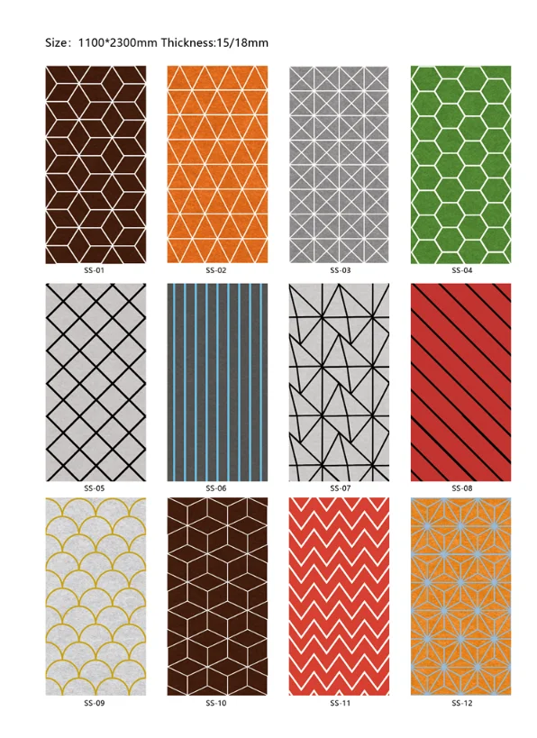 HENGJIU Dual-Color V-Groove PET Felt Acoustic Wall Panels PATTERNS