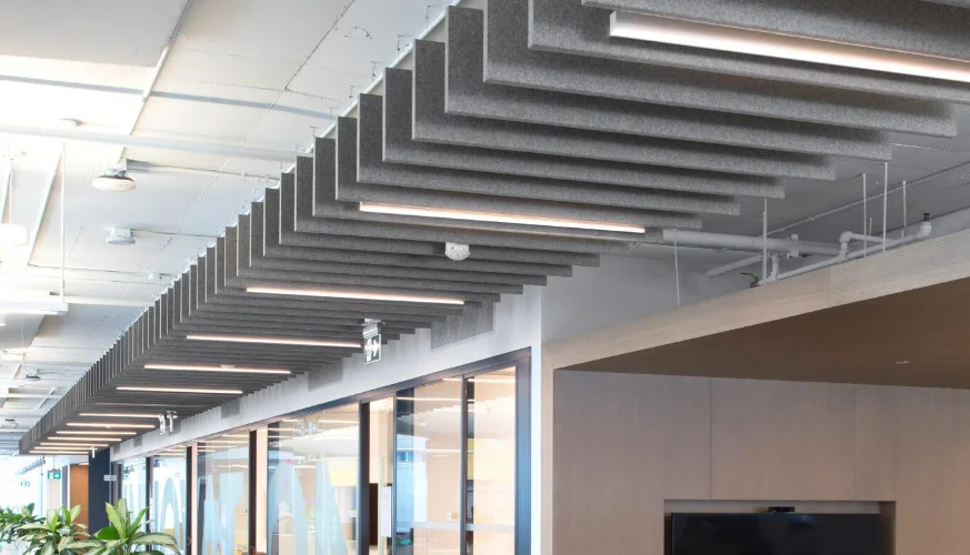 Suspended PET felt acoustic ceiling baffles for open plan offices
